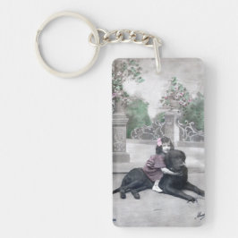 Mädchen und ihr Hund Schlüsselanhänger