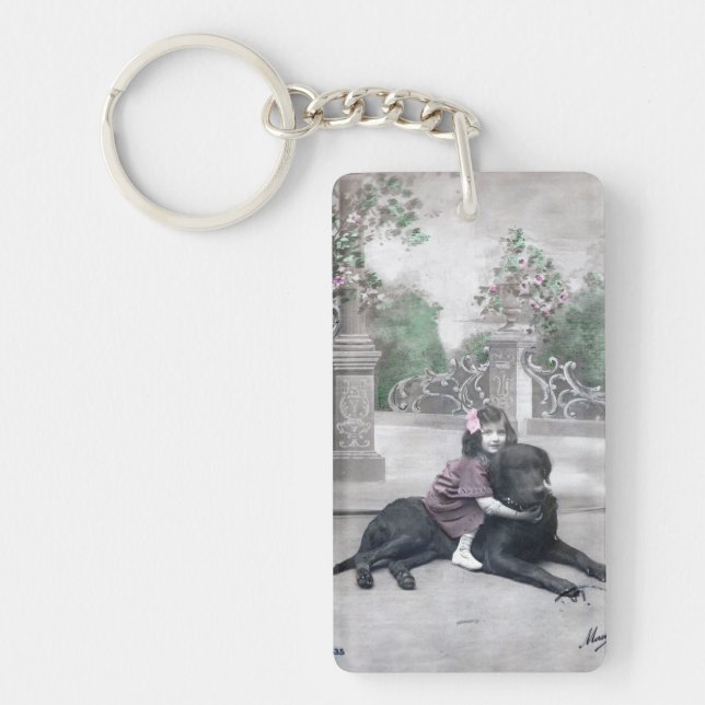 Mädchen und ihr Hund Schlüsselanhänger (Vorderseite)