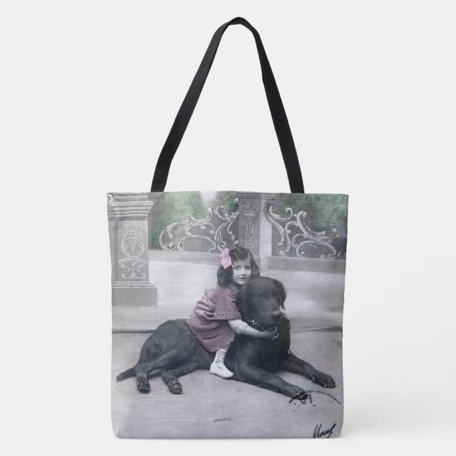 Mädchen und ihr Hund Tasche (Vorderseite)