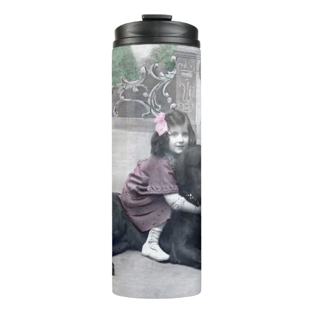 Mädchen und ihr Hund Thermosbecher (Vorderseite)