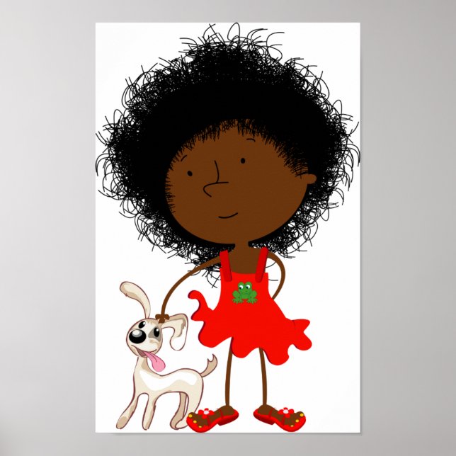 Mädchen und ihr Hundepuster Poster (Vorne)