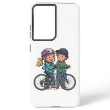 Mädchen und Junge mit Fahrrad