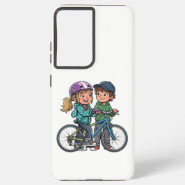 Mädchen und Junge mit Fahrrad Samsung Galaxy Hülle