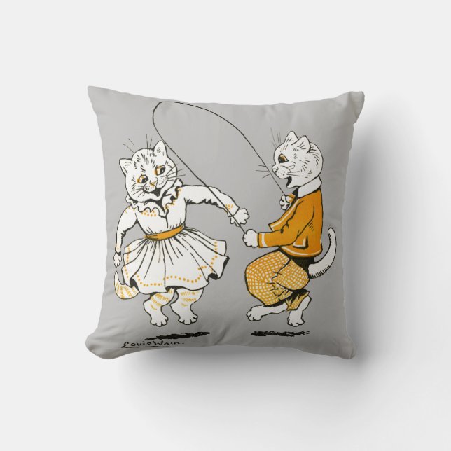 Mädchen und Jungen, Louis Wain Kissen (Vorderseite)