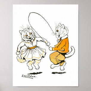 Mädchen und Jungen, Louis Wain Poster