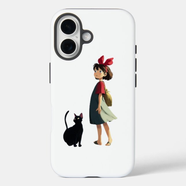 Mädchen und Katze Handy  iPhone 16 Hülle (Rückseite)