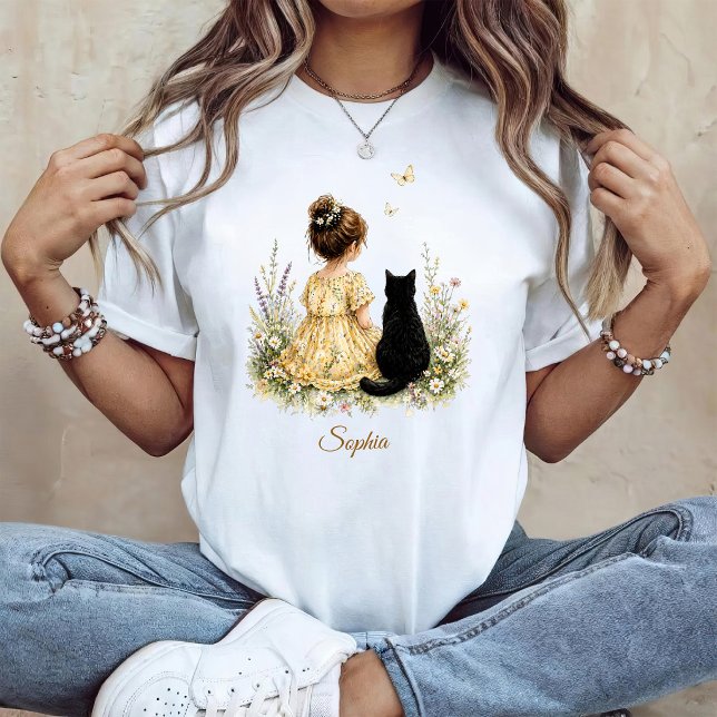Mädchen und schwarze Katze T-Shirt (Von Creator hochgeladen)