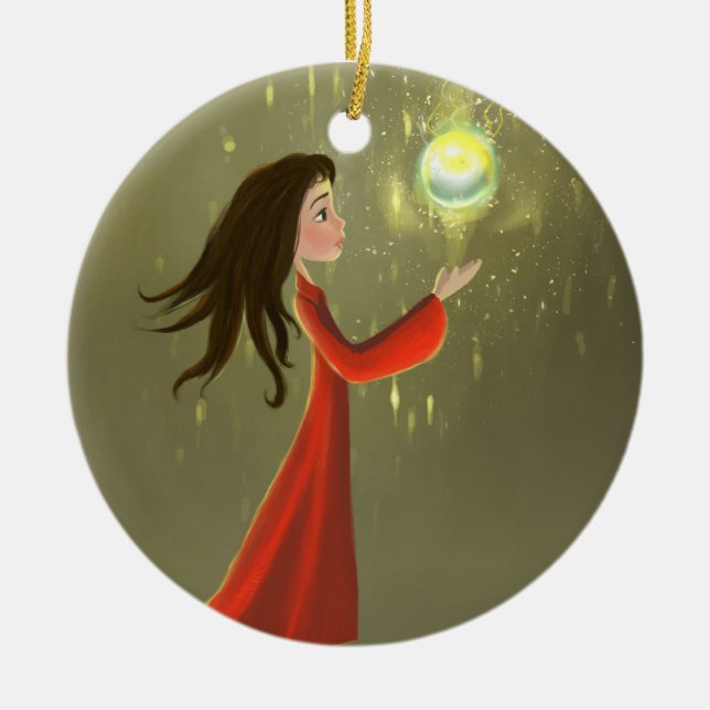 Mädchen und Sonne Verzierung Keramikornament (Vorne)