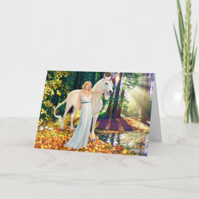 Mädchen und Unicorne heilende Gruß-Karte Karte (Vorderseite)