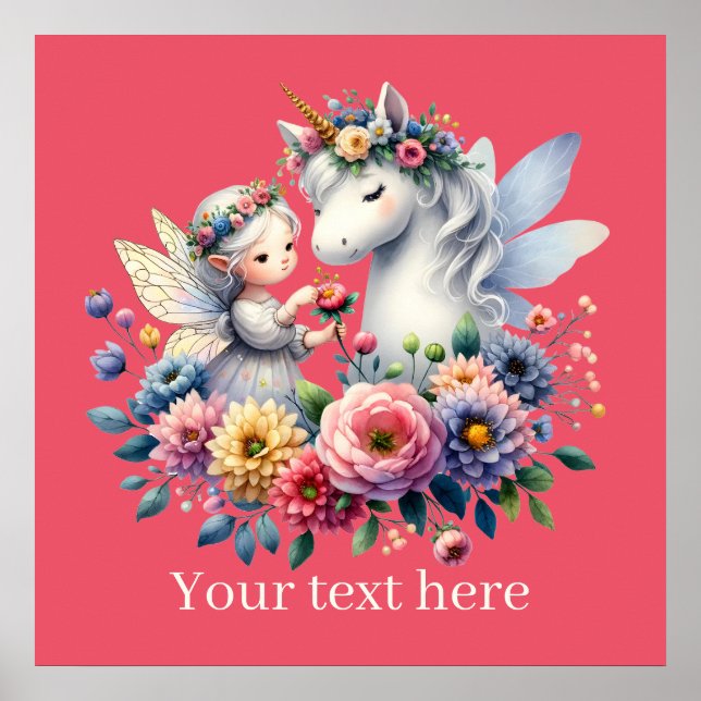 Mädchen unicorn Fairy Fantasie hinzufügen Botschaf Poster (Vorne)