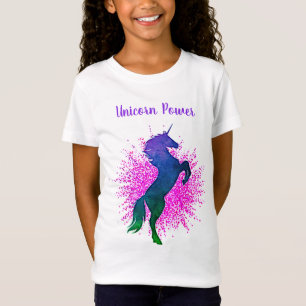 Mädchen "Unicorn Power" Einhorn & Glitzer Lila T-Shirt