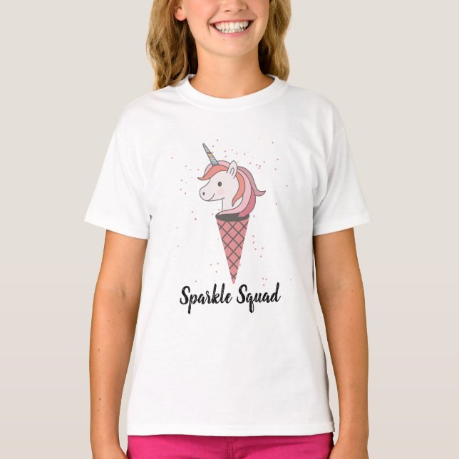 Mädchen unicorn Squad funkelnden Quaddeln Boho nie T-Shirt (Vorderseite)