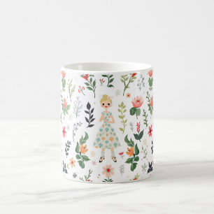 Mädchen unter Blume Kaffeetasse