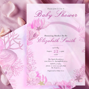 Mädchen unter dem Meer Süße rosa Babyparty Einladung