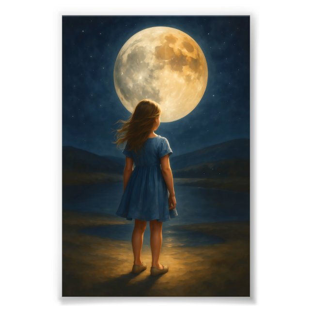 "Mädchen unter Vollmond Fotodruck (Vorne)