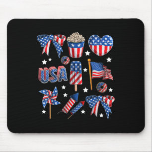 Mädchen USA-Flagge Feuerwerk Bogen Patriotisch 4. Mousepad