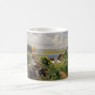 Mädchen verloren in Gedanken (von H.A. Brendekilde Kaffeetasse