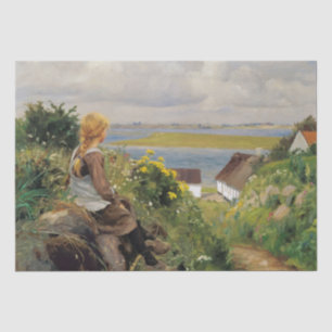 Mädchen verloren in Gedanken (von H.A. Brendekilde Seidenpapier