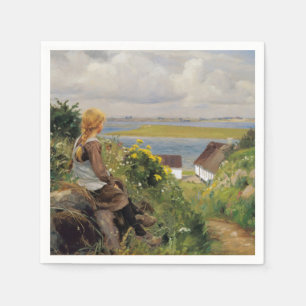 Mädchen verloren in Gedanken (von H.A. Brendekilde Serviette