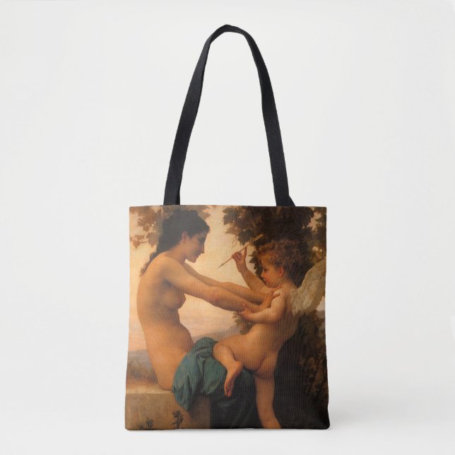 Mädchen verteidigt sich gegen Cupid von Bouguereau Tasche (Vorderseite)