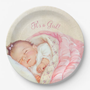 Mädchen Vintage-Baby-Party Pappteller