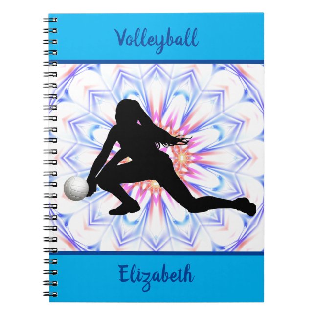 Mädchen Volleyball Blau Abstrakt Personalisiert Notizblock (Vorderseite)