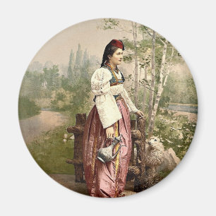 Mädchen von Sarajevo, Bosnien, Austro-Ungarn Magnet