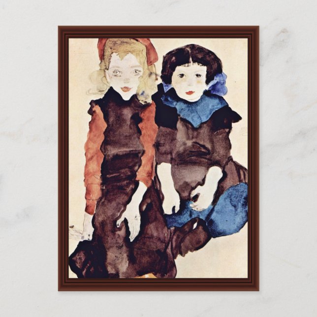 Mädchen von Schiele Egon Postkarte (Vorderseite)