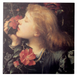 Mädchen wählen eine schöne Blume (von G.F. Watts) Fliese