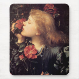 Mädchen wählen eine schöne Blume (von G.F. Watts) Mousepad