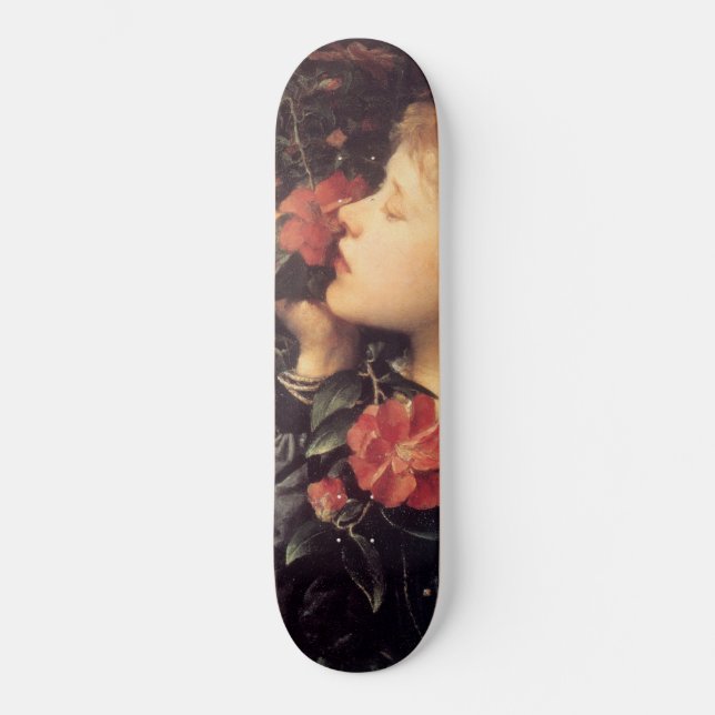 Mädchen wählen eine schöne Blume (von G.F. Watts) Skateboard (Vorderseite)