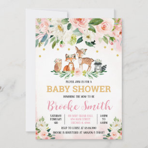 Mädchen Wald Baby Shower Einladung
