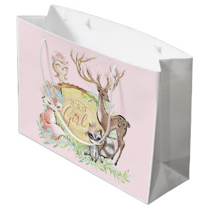 Mädchen Wald Baby Shower Große Geschenktüte