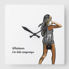 ~Mädchen, was auch immer ich zu spät bin~ WALL CLO Quadratische Wanduhr