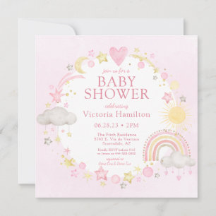 Mädchen Wasserfarbe Regenbogen Baby Shower Einladung