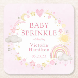 Mädchen Wasserfarbe Regenbogen Baby Sprinkle Rechteckiger Pappuntersetzer