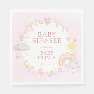 Mädchen Wasserfarbe Regenbogen Baby Trinken Und Se Serviette