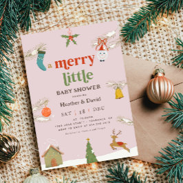 Mädchen Weihnachten eine lustige kleine Babydusche Einladung