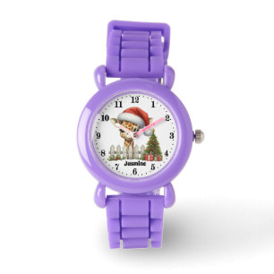 Mädchen Weihnachtsgiraffe hinzufügen Armbanduhr