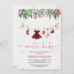 Mädchen-Weihnachtsmann-Baby-Weihnachten-Baby-Party Einladung