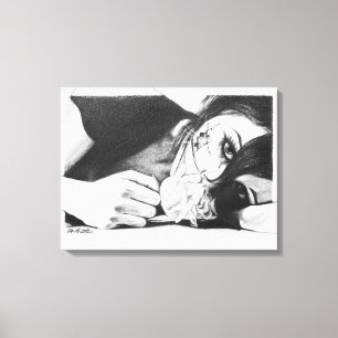Mädchen weinen mit Rose Surreal zeichnend Kunst Leinwanddruck