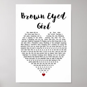 Mädchen-weißes Herz-Lied-lyrischer Druck Browns Poster
