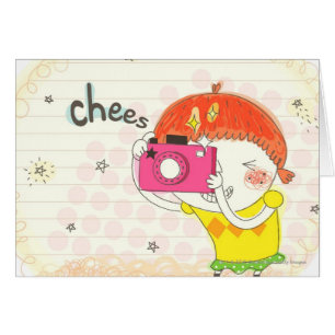 Mädchen, welches die Kamera, klickend hält