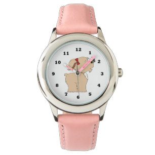 Mädchen-Welpen-Cartoon-Spaßuhr Armbanduhr