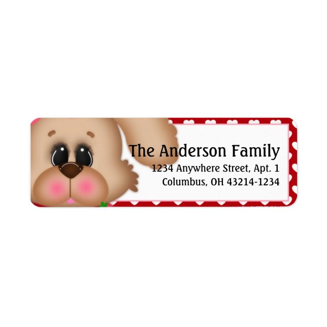 Mädchen Welpen Hund Valentine's Day Address Labels (Vorne)