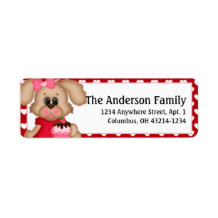 Mädchen Welpen Hund Valentine's Day Address Labels