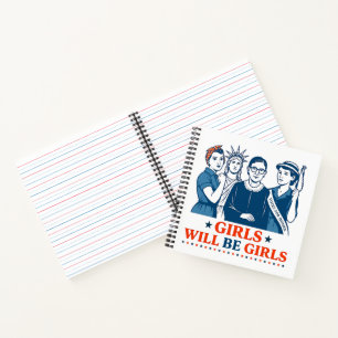 Mädchen werden Girls Patriotic Feminist 4. Juli Notizbuch