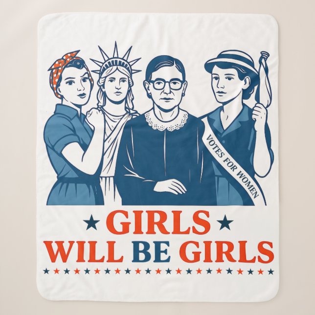 Mädchen werden Girls Patriotic Feminist 4. Juli Sherpadecke (Vorderseite)