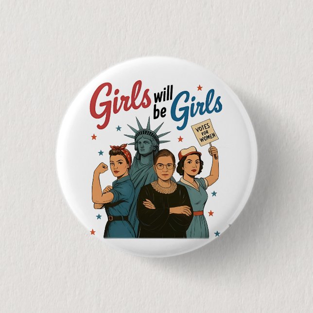 Mädchen werden Mädchenfeminismus Gleichberechtigun Button (Vorderseite)