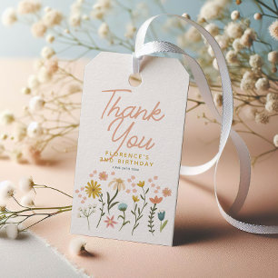 Mädchen Whimsical Zwei Wild Boho Wildblumen Geburt Geschenkanhänger